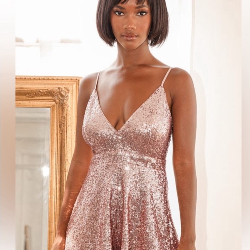 Sparkling Shine This Way Rose Gold Sequin Sleeveless Romper